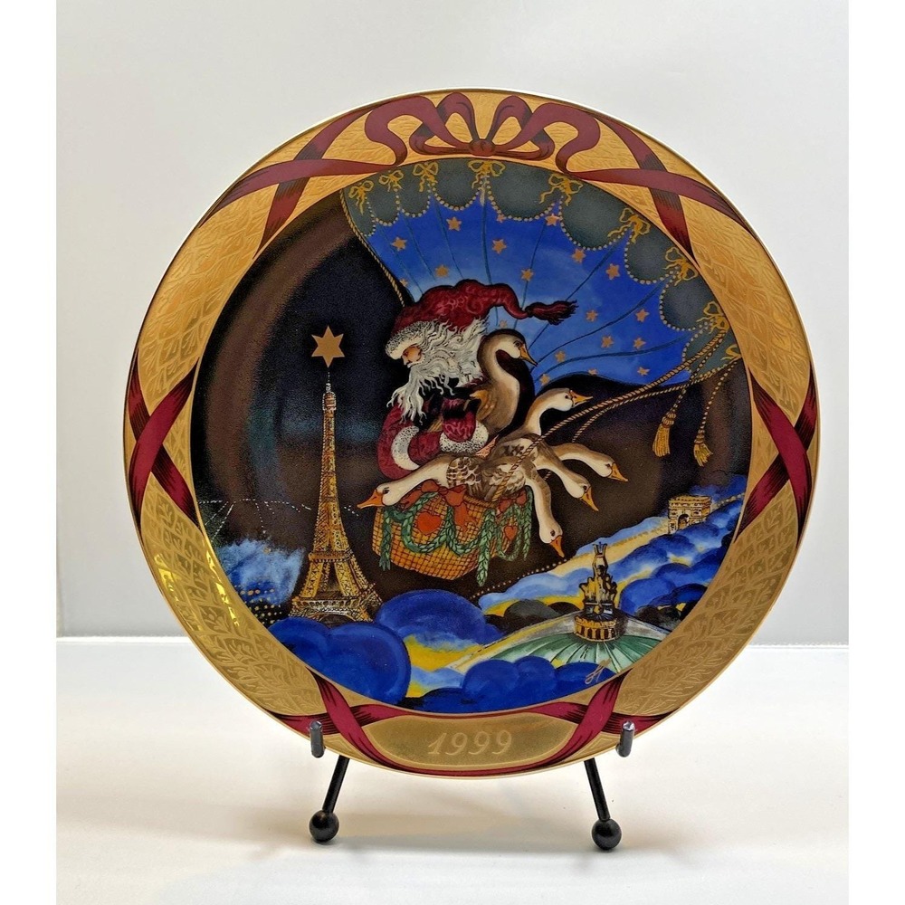 Bing Grondal Copenhagen Christmas Around the World Santa Europe Plate 1999 NEW - Picture 5 of 8